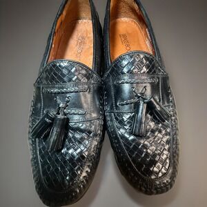 Brass Boot Loafers‎ Woven Black Leather Tassel Handmade Shoes Size 9 Spain